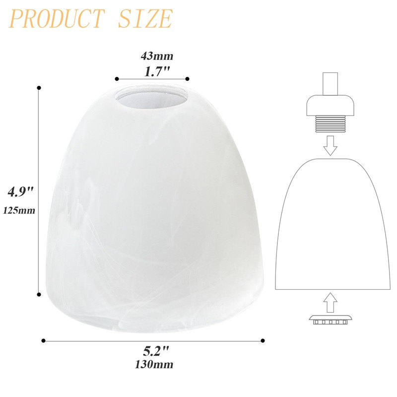 KLOSM 4 Pack Alabaster Glass Lamp Shade Replacement with 1.7"