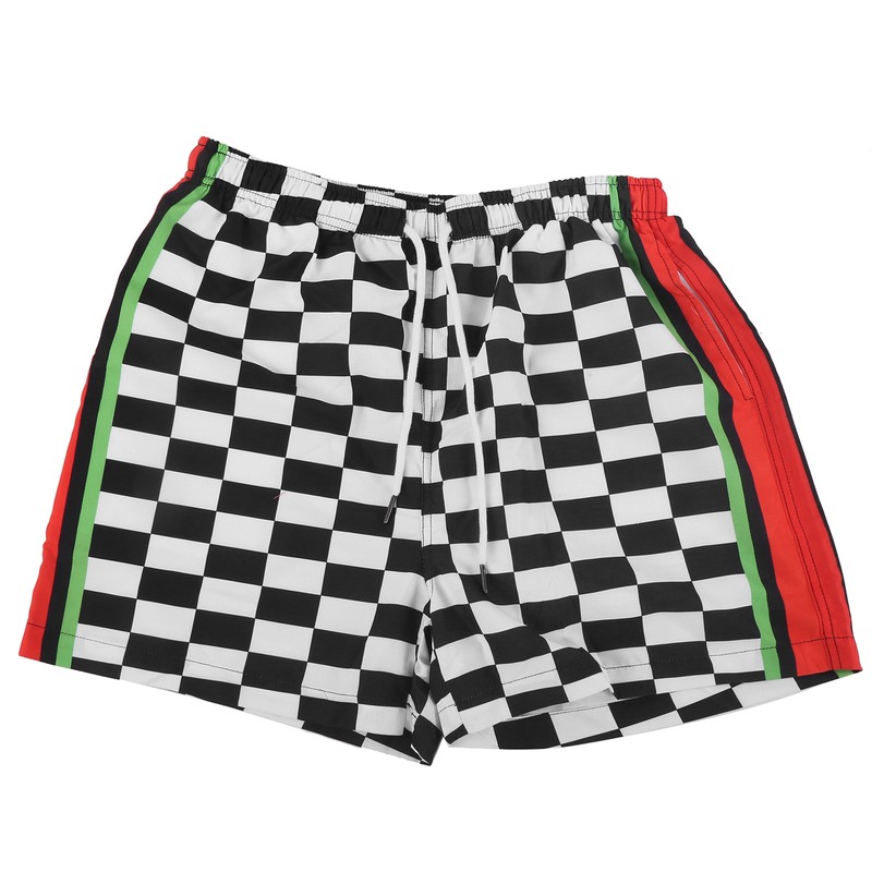 Summer Breathable Beach Shorts Men Black White Plaid Fashionable Casual