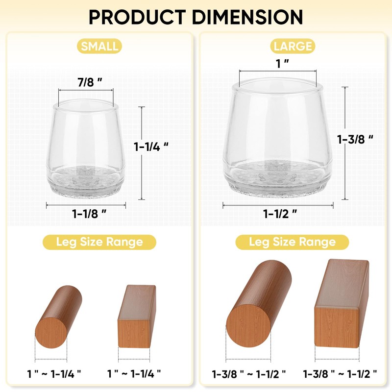 BALEINE Silicone Chair Leg Floor Protectors, Stool Leg Protectors Cap,