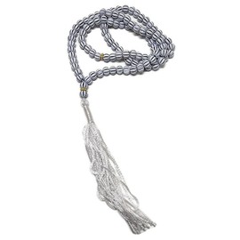Islam Tasbih 99 Beads Muslim Misbaha Subha Rosary AMN-410 Islamic Prayer dhikr with Decorated Tassels Eid Ramadan Praying Religious Gift (White)