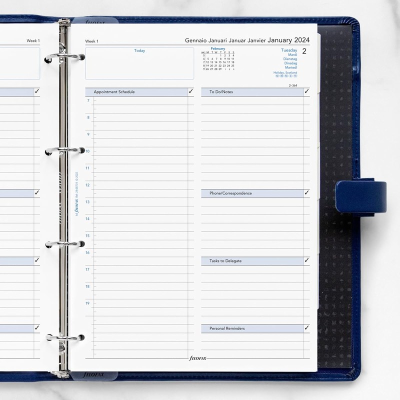 Filofax A4 day per page 5 language appointments diary -