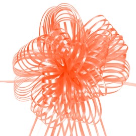 MECCANIXITY 15pcs 8 Inch Organza Large Pull Bow Metallic Gift Wrapping Bow Ribbon Chiffon Yarn Orange Yellow for Wedding Baskets Presents Christmas Valentine's Day