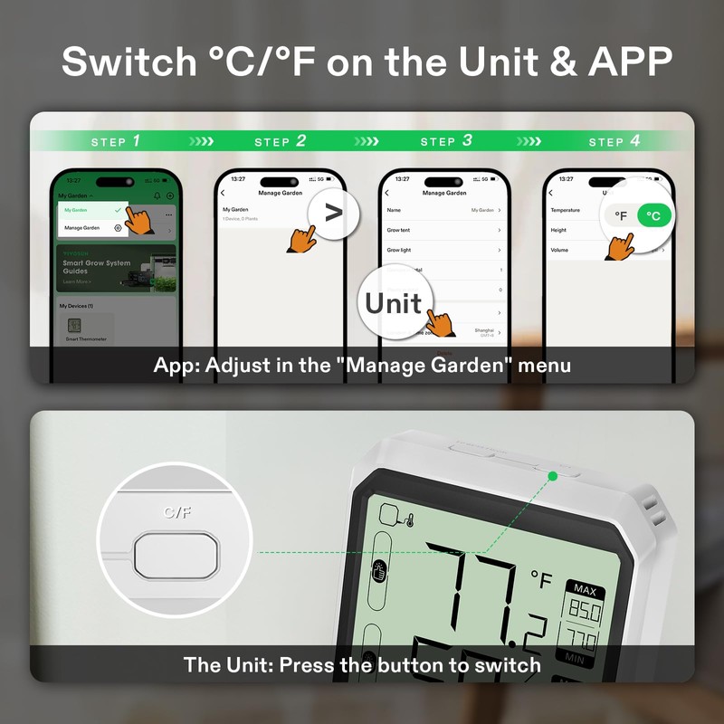 VIVOSUN AeroLab THB1S Wireless Bluetooth Hygrometer Thermometer Indoor, VPD, Digital