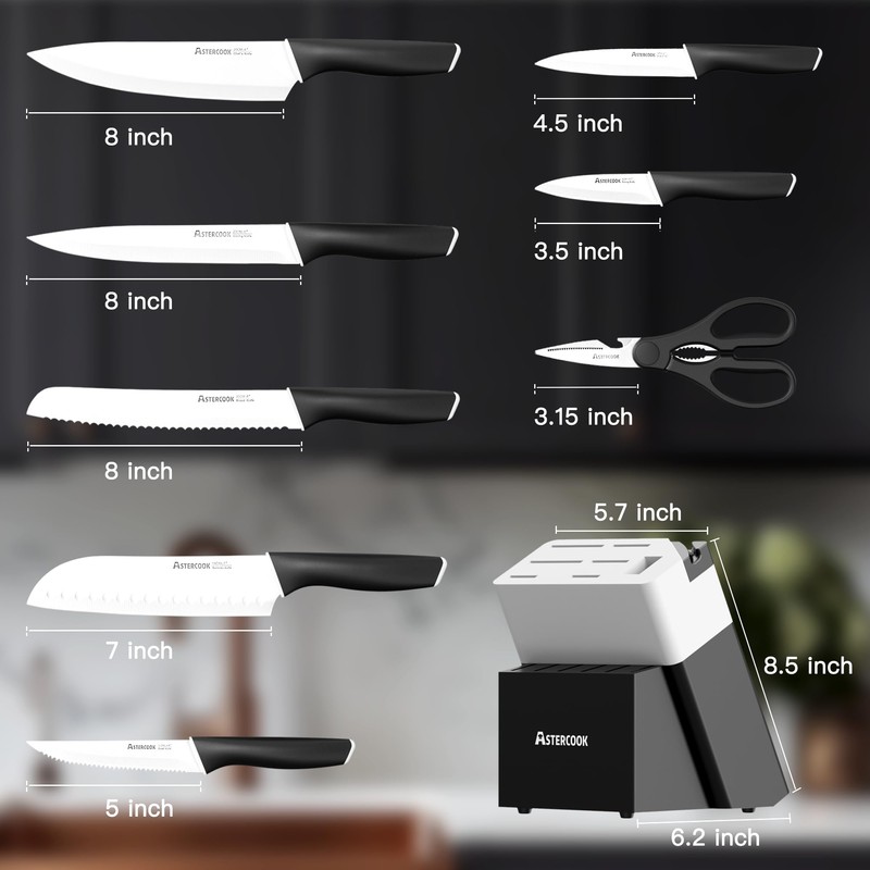 Astercook Knife Set, 14 Pieces Kitchen Knives Set with Healthy