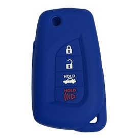 Key Fob Cover Camry Corolla: 4 Buttons Flip Key Case Cover Silicone Fit for Toyota Camry Corolla Cross Hybrid 2018 2019 2020 2021 2022 2023 2024 HYQ12BFB 8907006790 GQ473T Blue Remote Protector