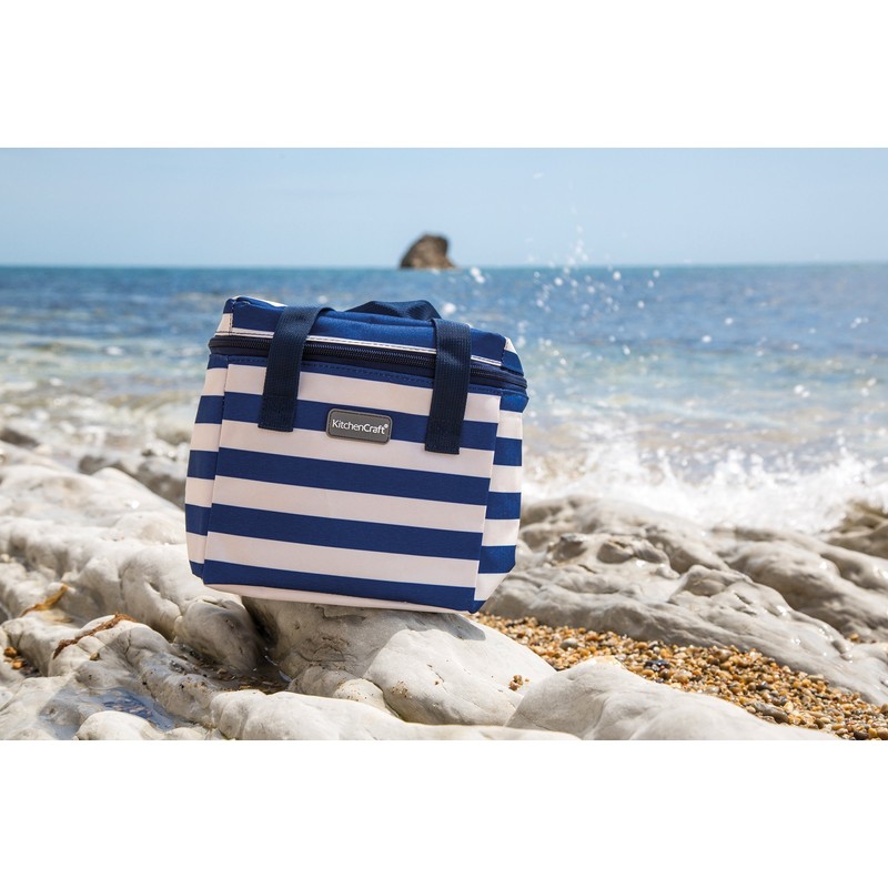 KitchenCraft We Love Summer Nautical-Striped Small Cool Bag, 4.9 L