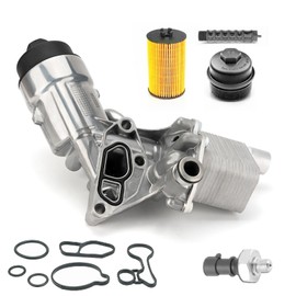 Qagea Engine Oil Cooler & Oil Filter Housing Adapter Assembly with Oil Pressure Sensor 918-428 55566784 Fit for 11-15 Chevy Cruze, 16 Cruze Limited, 12-20 Sonic, 15-21 Trax, 13-21 Buick Encore 1.4L