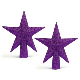 YYCRAFT 4 Inch Glitter Star Tree Topper Christmas Decoration-2 Pack,Purple