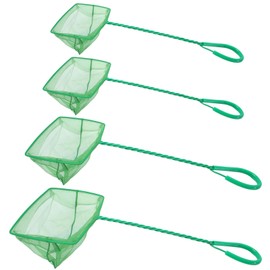 PHITUODA 4 Pack Aquarium Fish Net 4 Sizes Quick Catch Mesh Nylon Fishing Catch Nets Square Fish Nets with Handle (3in, 4in, 5in, 6in)