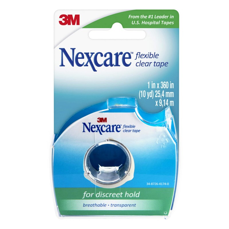 Nexcare Flexible Clear First Aid Tape and Dispenser, Waterproof &