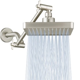 Nuodan High Pressure Rain Shower Head with 11'' Extension Arm - High Flow Rainfall Showerhead - Luxury Modern Look - Pressure Boosting (Square, Matte Black)