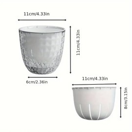 AIMALL 2 Pcs Plastic Transparent Lazy Self-Watering Flowerpot with Hydroponic Water Absorption System, 11cm (4.33in) Round