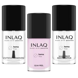 INLAQ® HEMA Free Cuticle Remover + Gum Peel-Off + Nail Prep Dehydrator 3 x 7 ml | Complete UV Nail Styling Set