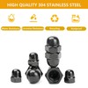 1/4-20" Black Acorn Nuts, Acorn Cap Nut Stainless Steel 18-8(304),