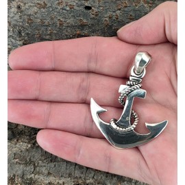Kiss of Leather XL Anchor Pendant 925 Sterling Silver No. 269, Sterling Silver, No Gemstone