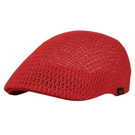WITHMOONS Newsboy Ivy Cap Mesh Flat Golf Ascot Driving Hats AM31168 (Red)