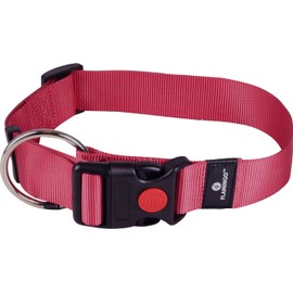Flamingo Halsband für Hund Ziggi kirschrot XL - 55-75cm 40mm - Stufenlos verstellbar - Mit zugentlastung - Klickschnalle mit Sicherheitsschloss