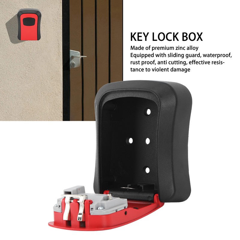 Key Lock Box Alloy Portable Wall Mounted 4 Digit Combination