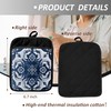 Blue and White Chinoiserie Floral Pot Holders with Pockets, Blue
