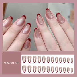 MISS MUMU Nail Tips for Legs, 24 Pieces, Short, Spring and Summer, Simple, Cute, Popular, Bridal Nail Stickers, Glossy, Fake Nails, Coming-of-age Ceremonies, Weddings, School Entrance Ceremonies
