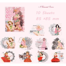 60 Pcs Aesthetic Scrapbook Kit,Vintage Journaling Stickers,6 Style 10 Sheets PET Sticker for Junk Journal,Ephemera Sticker Book Pre Cut, Paper Stickers DIY Arts Crafts Collage Decorative Beginners