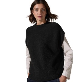 Cecil Women's Structured Lurex Turtle Vest, Black Lurex