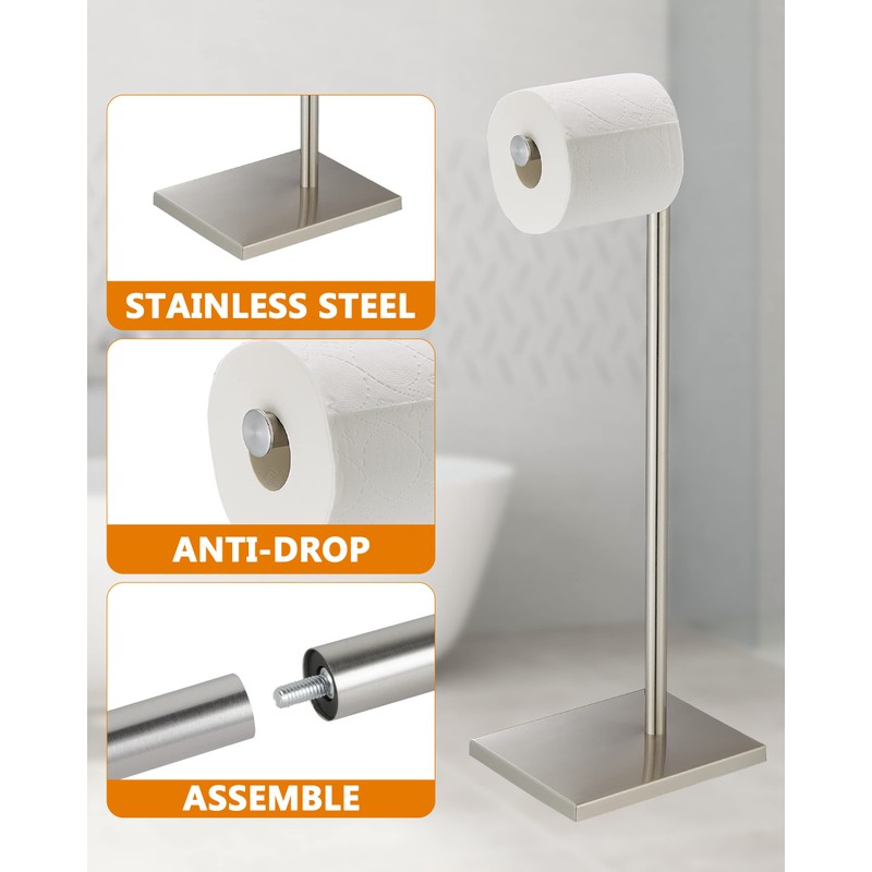 Toilet Paper Holder Stand, Free Standing Toilet Paper Roll Holder
