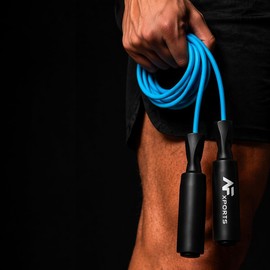 Cuerda para Saltar con Baleros de Alta Velocidad, Longitud Ajustable de 3 m, Mangos Antideslizantes con Foam, Ideal para Cardio, Fitness, Crossfit, Boxeo y Entrenamiento en Casa