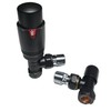 Matt Black Thermostatic Radiator Valves & Lockshield Angled 15mm x