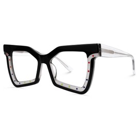 Zeelool Trendy Acetate Butterfly Eyeglasses Frame with Non-prescription Clear Lens for Women Tarzia ZJGA432433-01 Black