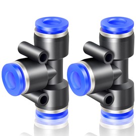 ERGAOBOY 2 Pcs Blue 6mm OD 3 Way Tee Push to Connect Fittings (PE6)