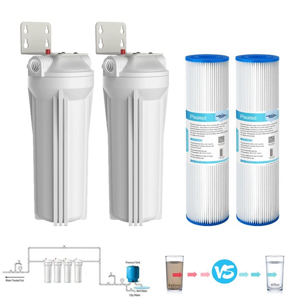 Universal 2Pack 10 Inch Whole House Water Filter Housing System