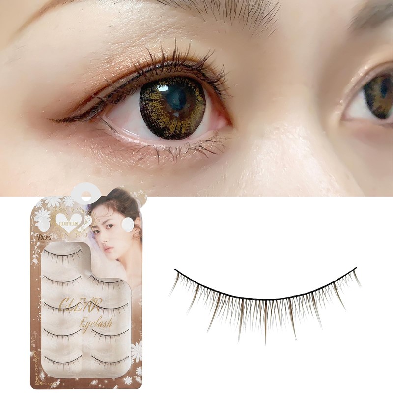 CLEAREYELASH Brown False Eyelashes Natural 3D 3D Matsueku 5 Pairs