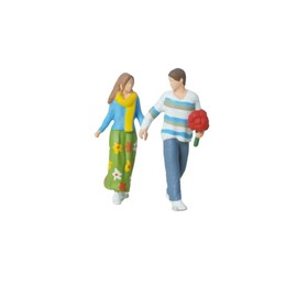 2pcs Strolling Couple Model 1:64 for DIY Scenes