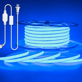 Aclorol 82FT AC 110V COB LED Strip Light Outdoor Waterproof IP67 120V Blue LED Rope Lights Flexible for Patio Deck Fence Commercial House Outdoor Lighting Decoration 288LEDs/M CRI90+ 6.5mm*11mm