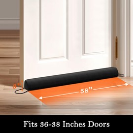 Sunolga Door Draft Stopper Blocks Hot and Cold Air with Removable Washable Cover for Bottom of Door, All-Season Seal for Wind, Right Angle Door Sweep for Gaps Up to 3", Home Essentials, 38", Black