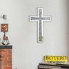 Aeveco Silver Mirrored Wall Cross 15×10 inch, Crystal Crush Diamond