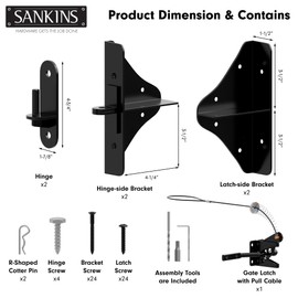 SANKINS Anti Sag Gate Frame Kit Hardware, 90 Degree Right Angle Gate Hinges, Gate Fence Kit with Gate Latch for Wooden Fence, Driveway Gates, Corral Gates, Wood Windows