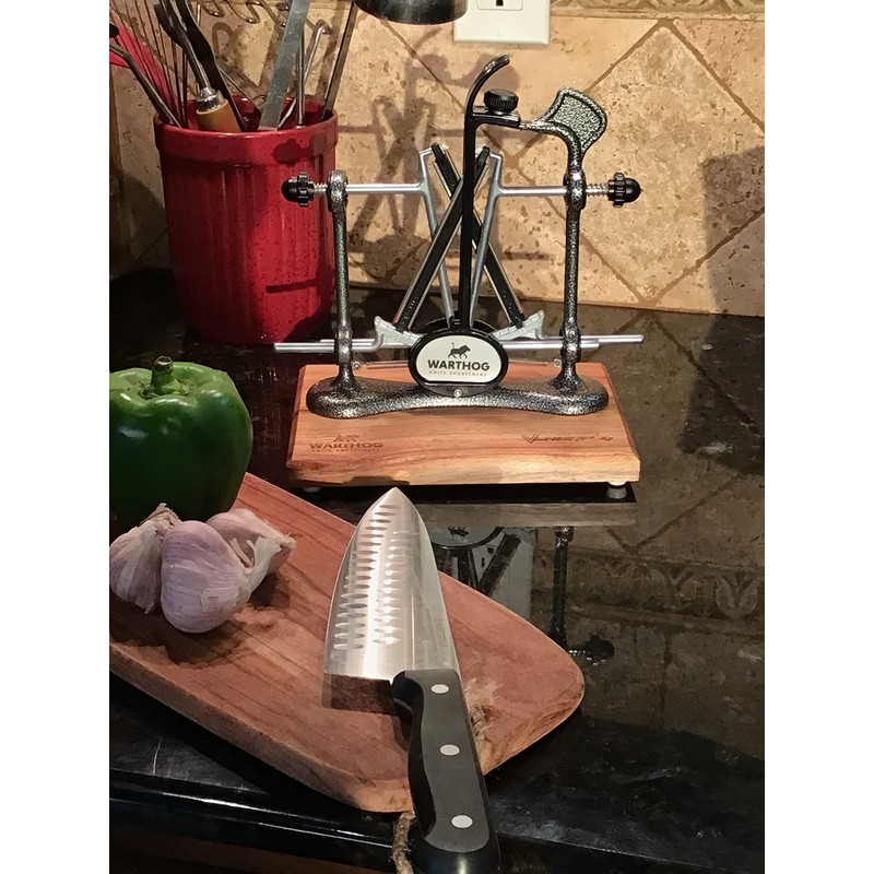 Warthog V-Sharp Elite Knife Sharpeners with Deluxe Wooden Base, 325