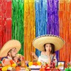 Fiesta Party Decorations Foil Fringe Curtains Backdrop 2 Pack Rainbow