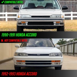 USR 90-91 Accord Front Turn Signal Bumper Lamps (Left + Right) Pair - Compatible with 1990-1991 Honda Accord 2 Door Coupe and 4 Door Sedan All Models/Trims (CLEAR LIGHTS)