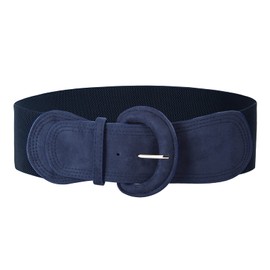 GRACE KARIN Women PU Leather Belt Wide Waist Stretch Waistband Vintage Elastic Belt Navy S