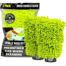 Chemical Guys MIC49302 Mitn de Lavado de Microfibra sin araazos, Color Verde Lima, 9.6 x 2.3 x 7 Pulgadas (Paquete de 2)