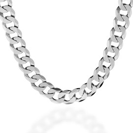 QUADRI - Extra Shiny Mens Cuban Link Chain 12mm in 925 Sterling Silver Italian Diamond Cut Necklace - 18 Inch - Premium Quality Jewelry - Gift Box Included