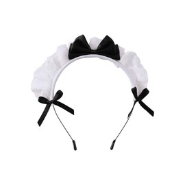 Leadigol Women's French Maid Headband,Hair Hoop Anime Maid Cosplay Headband,Ribbon Lace Headwear Headpiece,Lolita Hair Hoop Headwear Gothic Head Bands