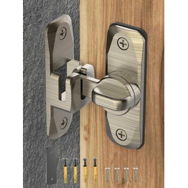 MeBantoo 90/180 Degree Flip Barn Door Lock, Protect Privacy - Security Sliding Door Latch, Small Gate Latches Hardware for Barn, Garden, Bathroom, Cabinet, Window (Bronze-1PC)