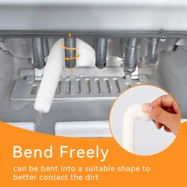 10PCS Ice Machine Cleaning Brush Set, Ice Maker Cleaner Tools with Crevice Cleaning Brush and Scrub Sponge, Tight Place Cleaning Tool for Thermos lid, Keyboards and Car Vents