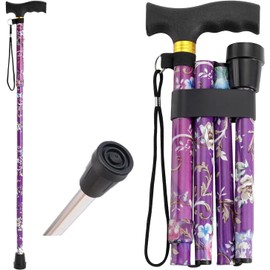 Senior Folding Cane, Hiking Cane, Hiking Cane, Senior Folding Cane, Senior and Adult Folding Cane, Mobility Aid, Men's and Women's Folding Pocket Cane (Purple)