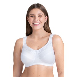 Miss Mary of Sweden Cotton Now Non-Padded Non-Wired Minimiser Bra Flat Cups, White
