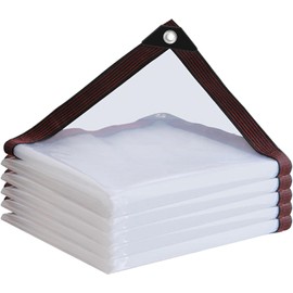 Clear Tarp Waterproof 6x10-Heavy Duty Plastic Tarps,Vinyl Transparent Tarpaulin with Grommets,Outdoor Small&Large Tarp Cover for Chicken Coop/Greenhouse/Camping/Plant/Patio